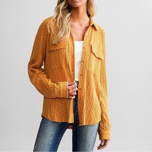 BKE Mustard Yellow Textured Blouse